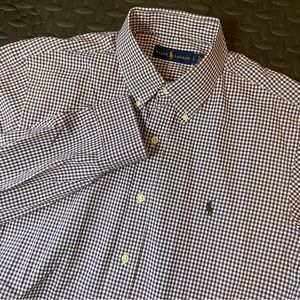 Men’s Ralph Lauren Purple Gingham Long Sleeve Button‎ Down Shirt Large